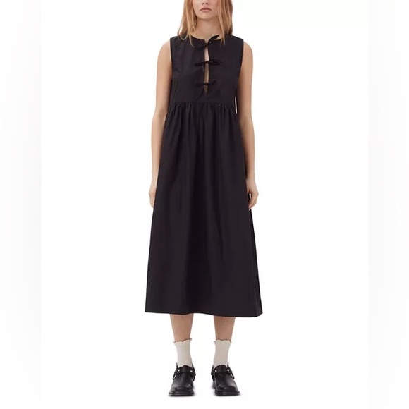 Ganni Dresses & Skirts - Ganni Black Sleeveless Midi Dress with Front Tie Details